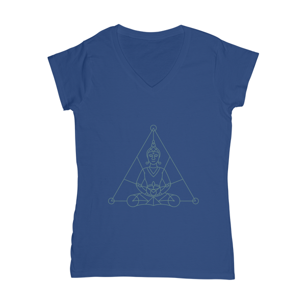 Zen Meditation-01 ﻿Classic Women's V-Neck T-Shirt