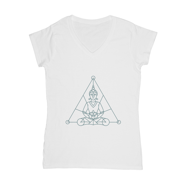 Zen Meditation-01 ﻿Classic Women's V-Neck T-Shirt