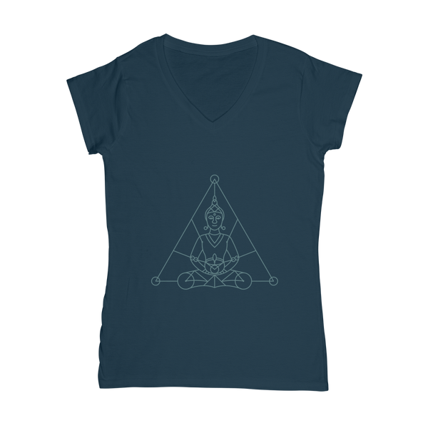 Zen Meditation-01 ﻿Classic Women's V-Neck T-Shirt