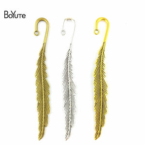 BoYuTe (20 Pieces/Lot) 115*13M Vintage Style Multicolor Zinc Alloy Materials Feather Bookmark Diy Jewelry Accessories