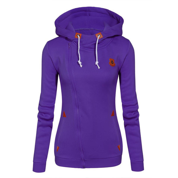 2017 Womens Fashion Fleeces Sweatshirts Ladies Hooded Candy Colors Solid Sweatshirt Long Sleeve Zip Up Clothing Sudaderas Mujer