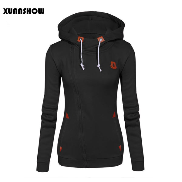 2017 Womens Fashion Fleeces Sweatshirts Ladies Hooded Candy Colors Solid Sweatshirt Long Sleeve Zip Up Clothing Sudaderas Mujer