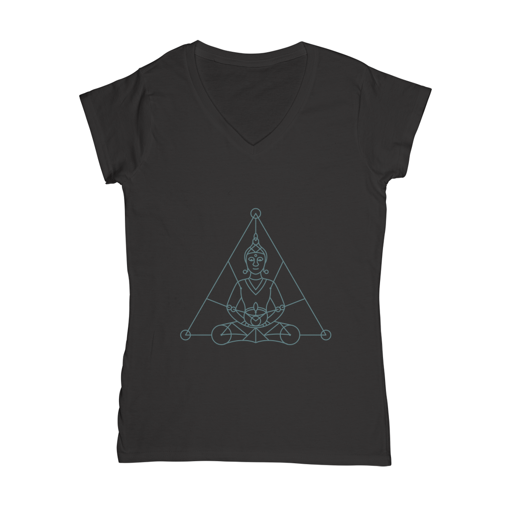 Zen Meditation-01 ﻿Classic Women's V-Neck T-Shirt