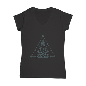 Zen Meditation-01 ﻿Classic Women's V-Neck T-Shirt