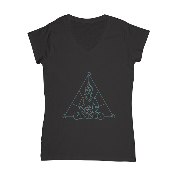 Zen Meditation-01 ﻿Classic Women's V-Neck T-Shirt