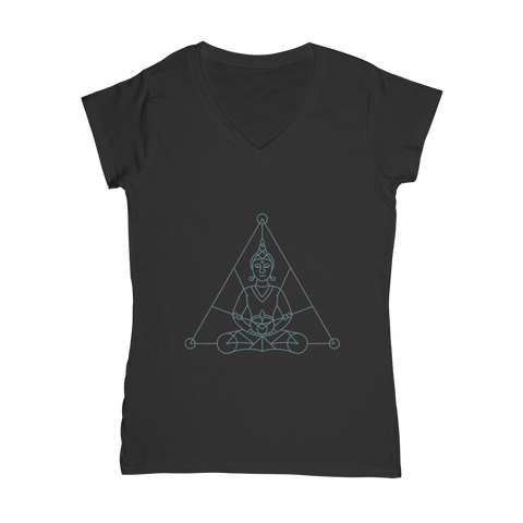 Zen Meditation-01 ﻿Classic Women's V-Neck T-Shirt