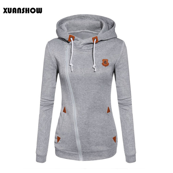 2017 Womens Fashion Fleeces Sweatshirts Ladies Hooded Candy Colors Solid Sweatshirt Long Sleeve Zip Up Clothing Sudaderas Mujer